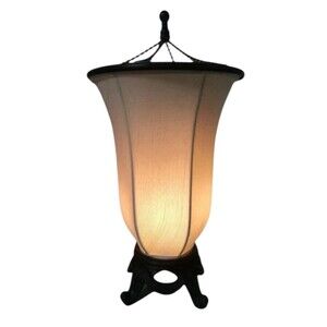 Cheyenne Art Deco Accent Lamp Wrought Iron Base Fabric Shade Tested Works 15.5"